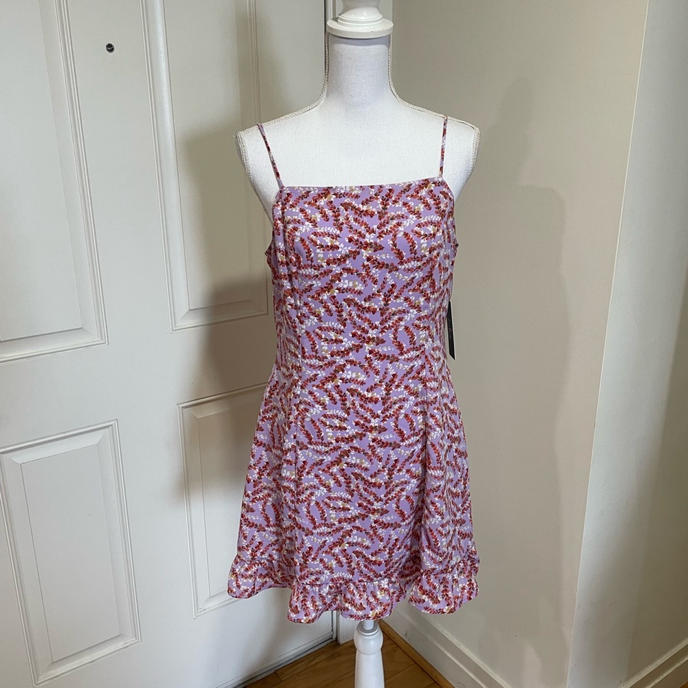 NWT Lulu’s Brynne Red and Lavender Floral Print Dress - Picture 4 of 11